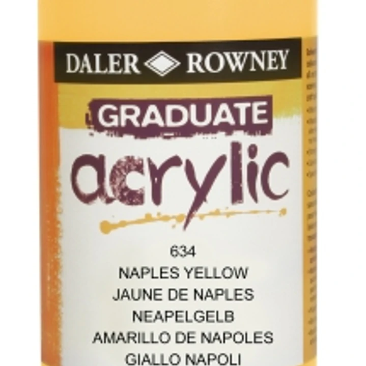 Daler Rowney Graduate Pintura Acrilica - Botella de Plastico - 500ml - Color Amarillo de Napoles 1