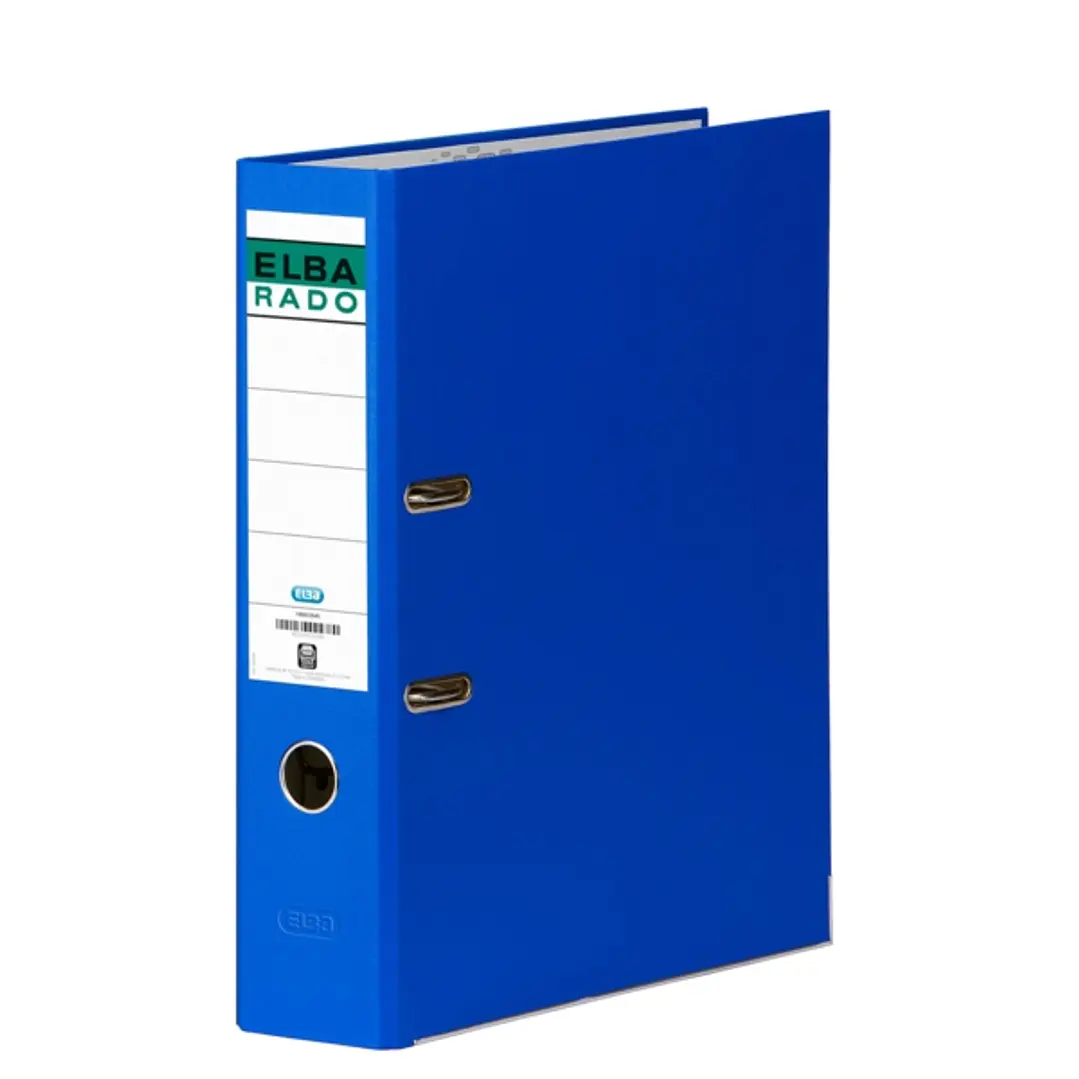 Elba Chic Archivador de Palanca Tamaño Folio - Lomo de 80mm - Con Ollao y Rado - Forrado Exterior PVC - Color Azul 1