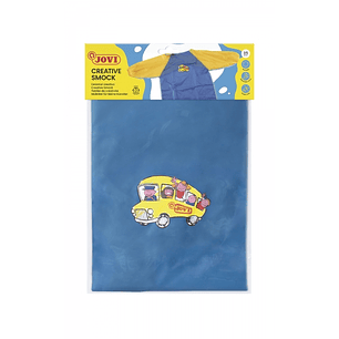 Jovi Delantal Pre-Escolar - Proteccion Contra Manchas - Recomendado de 3 a 5 Años - Puños Elasticos - Color Azul