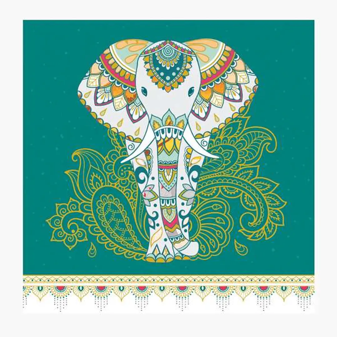 Pictura Tarjeta Arabesque - 16x16cm - Tematica Elefante - Tarjeta Triptica sin Envoltorio - Incluido Sobre Blanco - Papel con Certificacion FSC 1