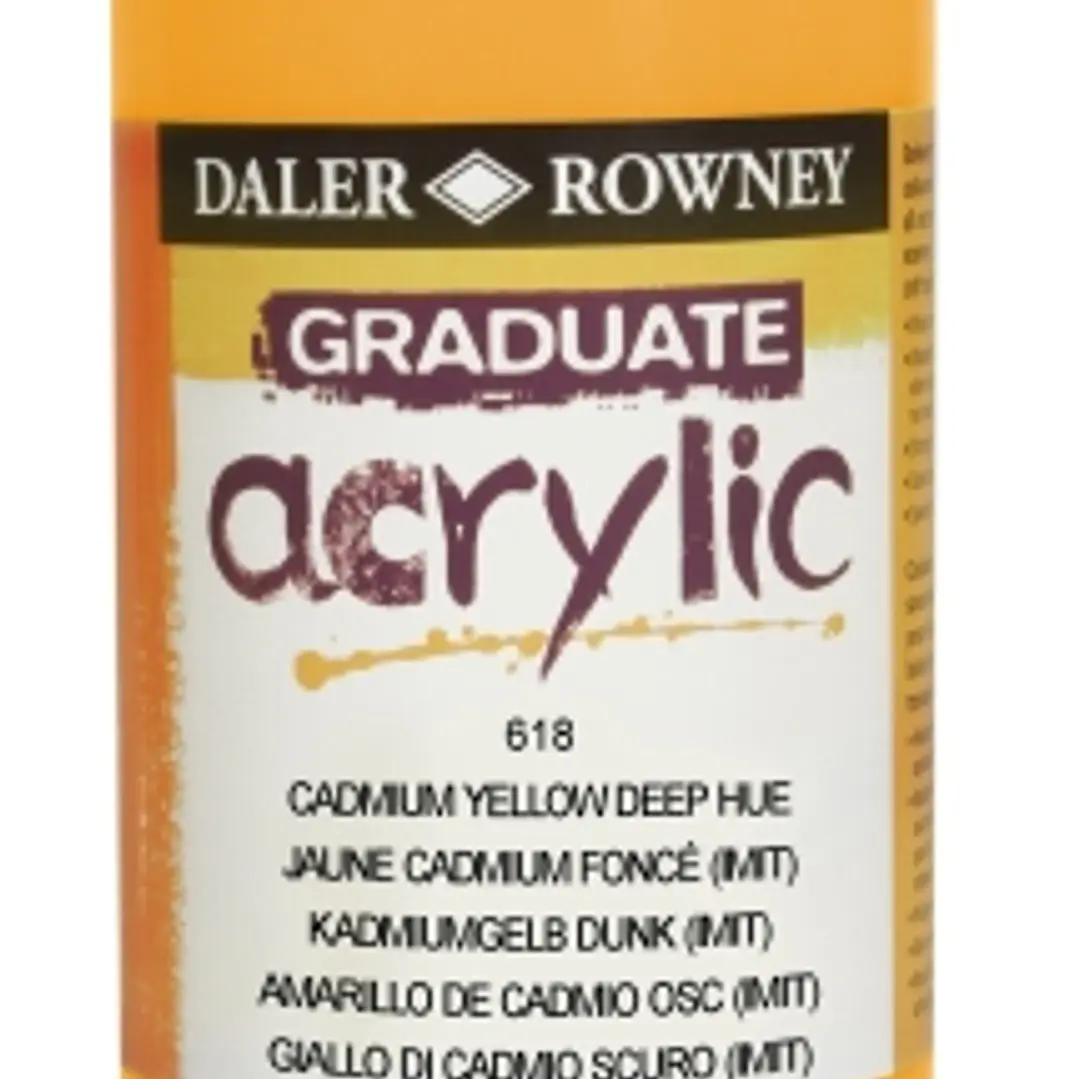 Daler Rowney Graduate Pintura Acrilica - Botella de Plastico - 500ml - Color Amarillo de Cadmio Profundo 1