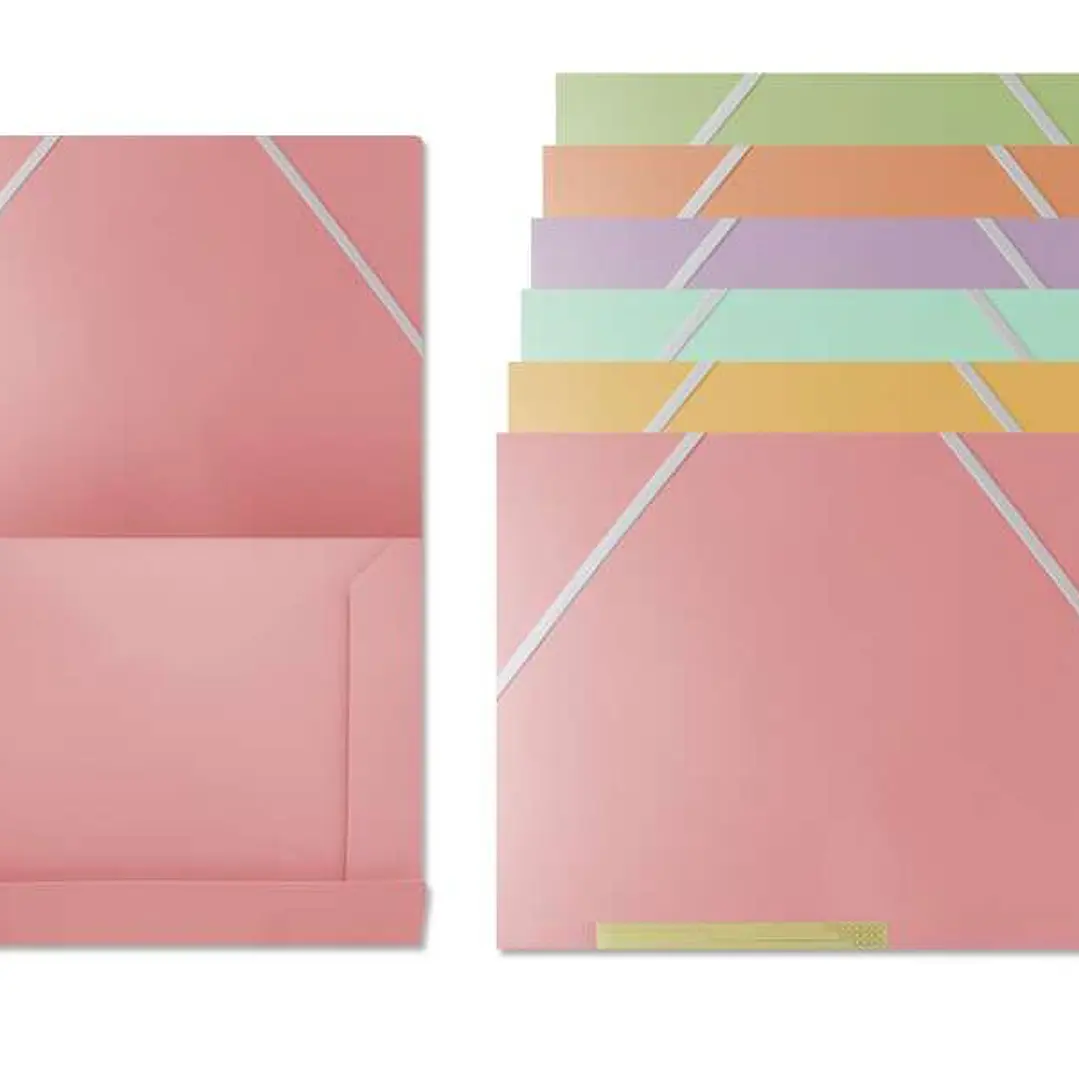 Bismark Pack de 6 Carpetas de Solapa Polipropileno - Tamaño A4 - Cierre con Gomas - Colores Surtidos Pastel 1