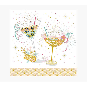 Pictura Tarjeta Arabesque - 16x16cm - Tematica Copas de Coctel - Tarjeta Triptica - Incluye Sobre Blanco - Papel con Certificacion FSC