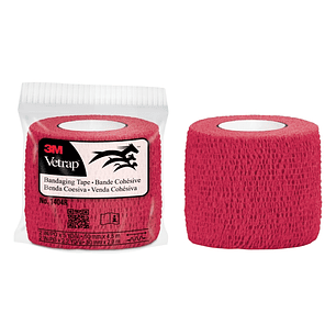 3M Vetrap Venda Cohesiva - 5cm x 4.5m - Flexible - Transpirable - Autoadhesiva - Color Rojo