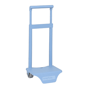 Safta Carro Portamochilas - Sujecion Universal - Material Resistente de Polipropileno - Ruedas de PVC Silenciosas - 18x16x35cm - Color Azul Claro