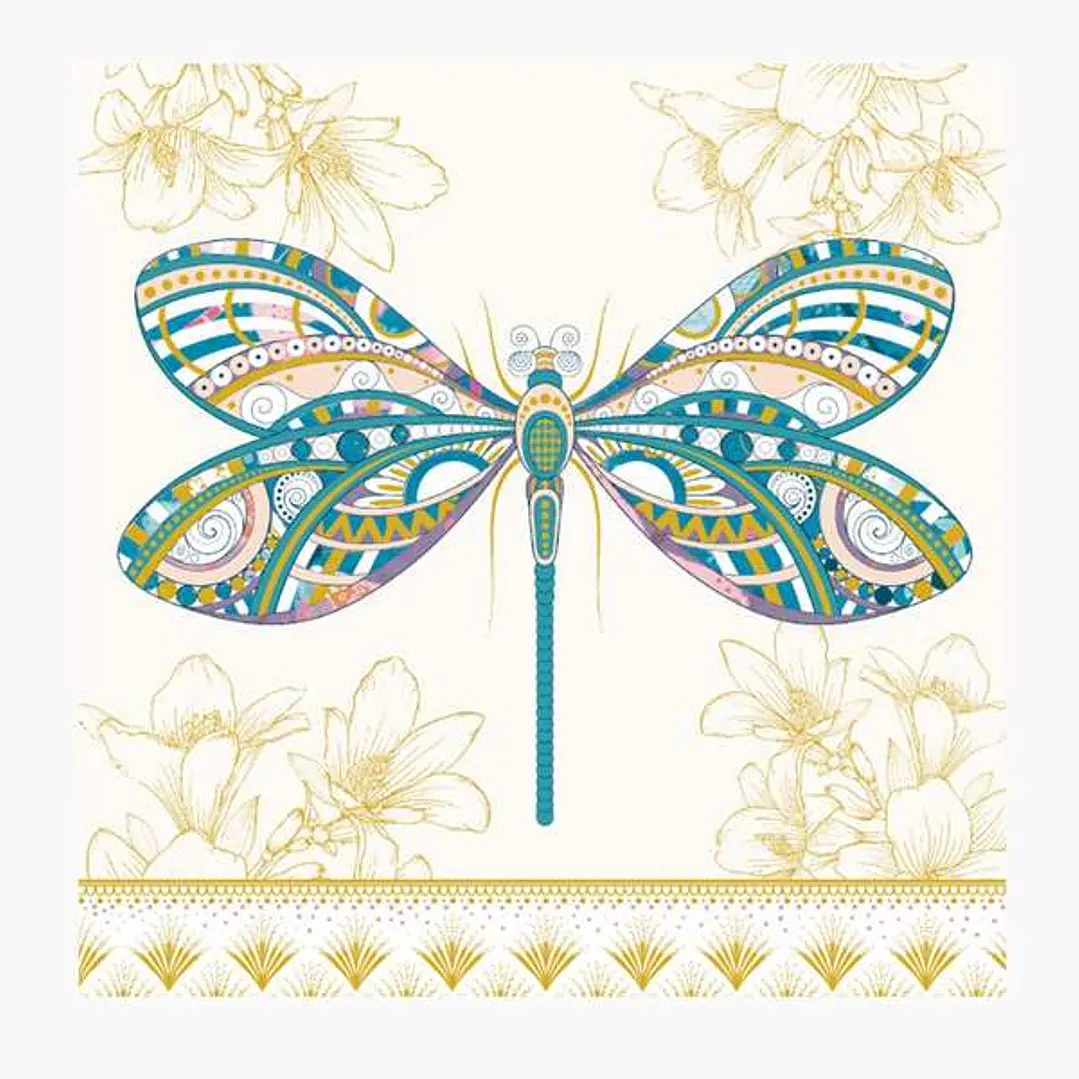 Pictura Tarjeta Arabesque - 16x16cm - Tematica Libelula - Triptica sin Envoltorio - Incluye Sobre Blanco - Papel con Certificacion FSC 1