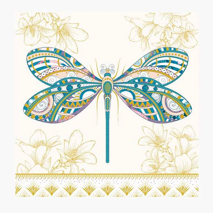 Pictura Tarjeta Arabesque - 16x16cm - Tematica Libelula - Triptica sin Envoltorio - Incluye Sobre Blanco - Papel con Certificacion FSC 1