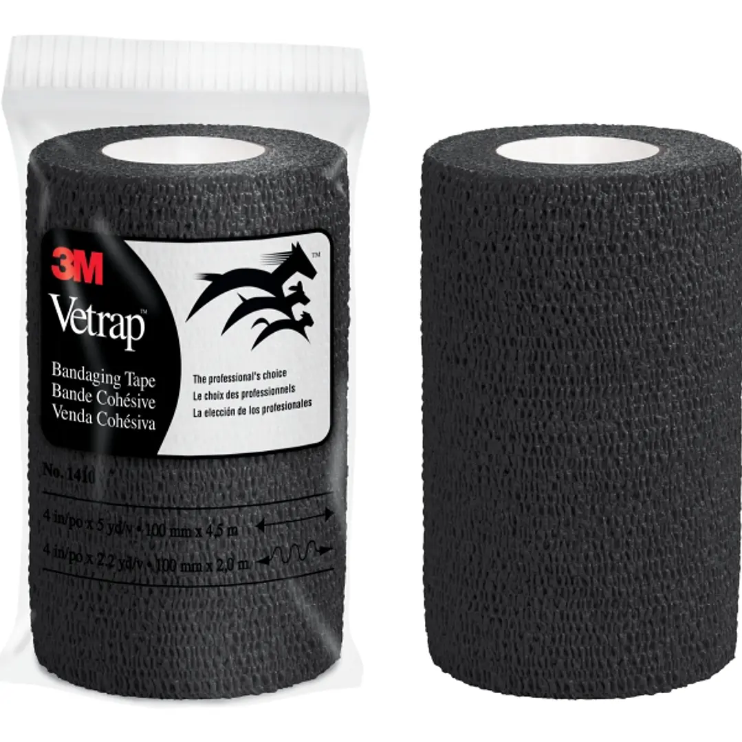 3M Vetrap Venda Cohesiva - 5cm x 4.5m - Flexible - Transpirable - Autoadhesiva - Color Negro 1