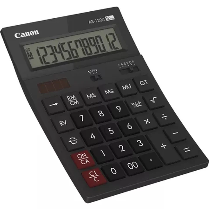 Canon AS-1200 Calculadora de Sobremesa con Pantalla LCD de 12 Digitos - Funciones de Calculo de Recargo (MU), Inversion (RV), Gran Total (GT) - Alimen 1