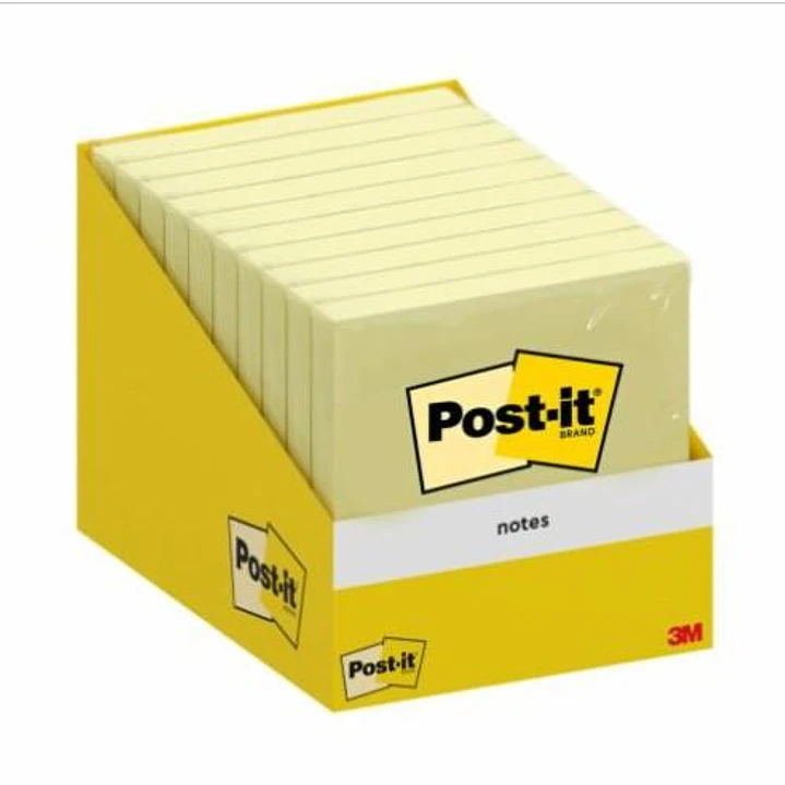 Post-It Pack de 10 Blocs de 100 Notas Adhesivas Reposicionables - Forma Cuadrada - 76x76mm - Color Amarillo Claro 1