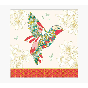 Pictura Tarjeta Arabesque - 16x16cm - Tematica Colibri - Tarjeta Triptica sin Envoltorio - Incluido Sobre Blanco - Papel con Certificacion FSC