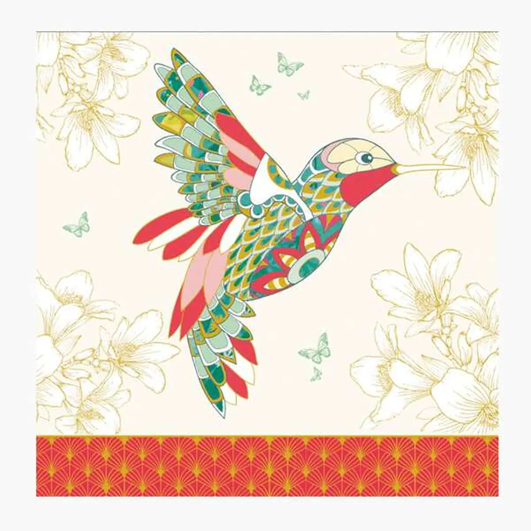 Pictura Tarjeta Arabesque - 16x16cm - Tematica Colibri - Tarjeta Triptica sin Envoltorio - Incluido Sobre Blanco - Papel con Certificacion FSC 1