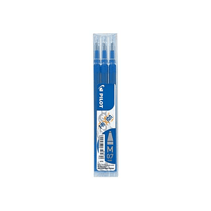 Pilot Pack de 3 Recambios para Frixion Ball / Frixion Clicker - Tinta Gel Borrable - Punta de Bola 0.7mm - Trazo 0.4mm - Color Azul