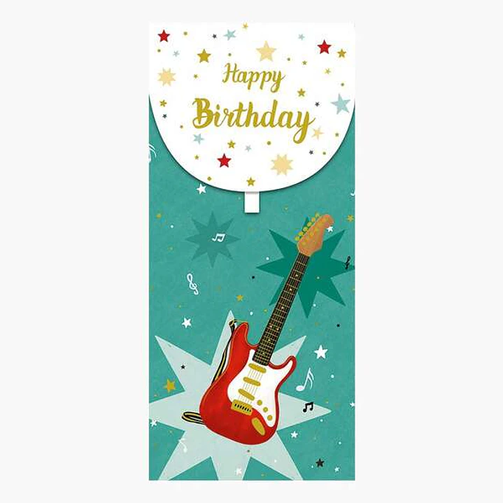 Pictura Tarjeta Money Cards - Tarjeta de Regalo Vertical - Tematica Guitarra - 9.6x21.3cm - Embolsada Individualmente en Celofan - Incluido Sobre Blan 1