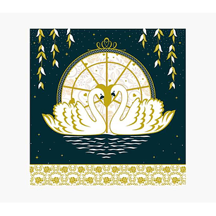 Pictura Tarjeta Arabesque - 16x16cm - Tematica Cisnes - Tarjeta Triptica - Incluye Sobre Blanco - Papel con Certificacion FSC