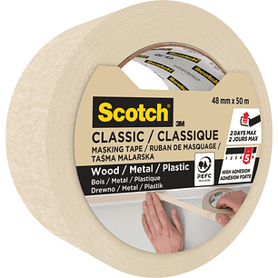 Scotch Classic Cinta de Pintor para Enmascarar 48mm x 50m - 70% PEFC - Color Beige