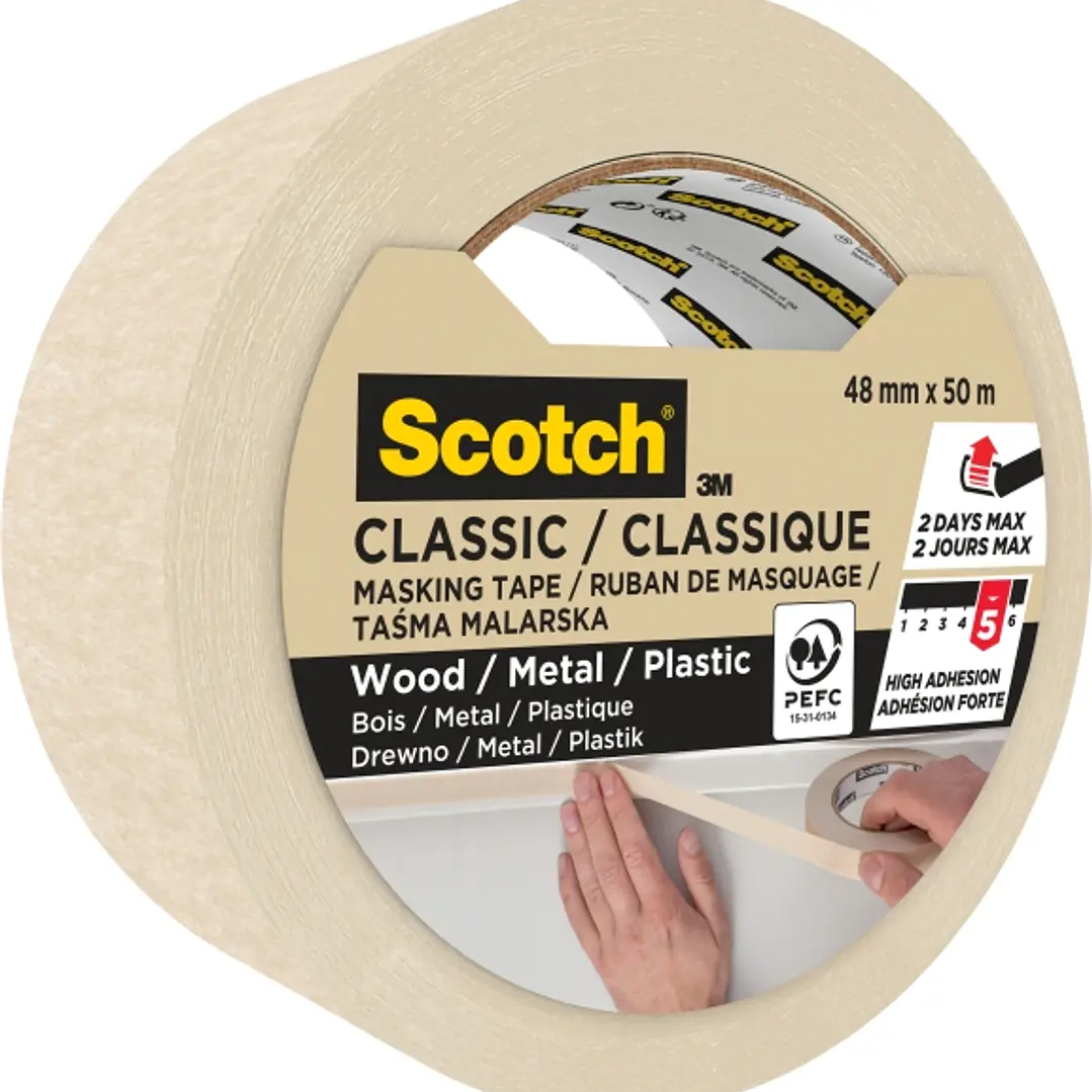 Scotch Classic Cinta de Pintor para Enmascarar 48mm x 50m - 70% PEFC - Color Beige 1