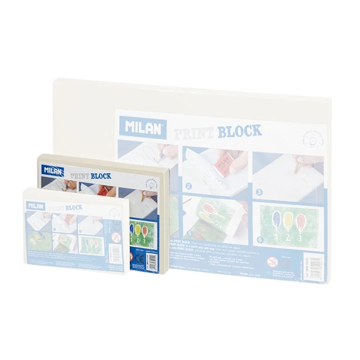 Milan Print Block Plancha de Grabado - Formato M - 10x15x0.9cm - Color Blanco 1