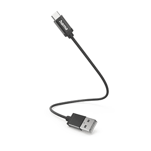 Hama Cable USB - Longitud 20cm - USB-A Macho - USB-C Macho - Velocidad hasta 480Mbps - Niquelado - Color Negro