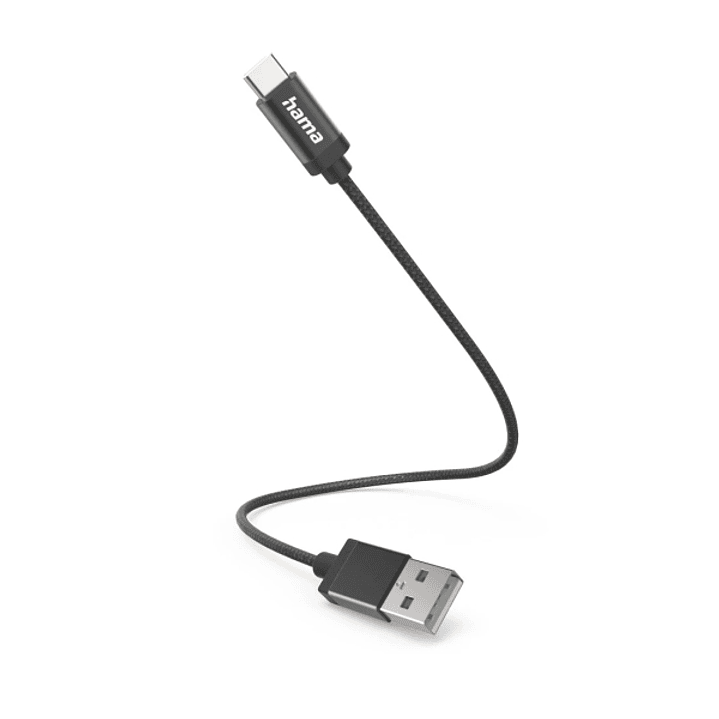 Hama Cable USB - Longitud 20cm - USB-A Macho - USB-C Macho - Velocidad hasta 480Mbps - Niquelado - Color Negro 1