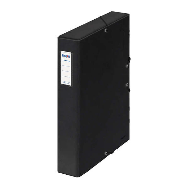 Dohe Caja para Proyectos Lomo 5cm - Carton Forrado con Papel Impreso y Plastificado - Cierre con Gomas - Color Negro 1