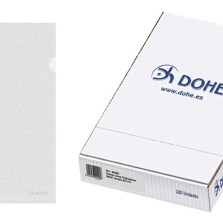 Dohe Caja de 100 Dossiers Uñero Basic 100 Micras - Tamaño A4 - Transparente 1