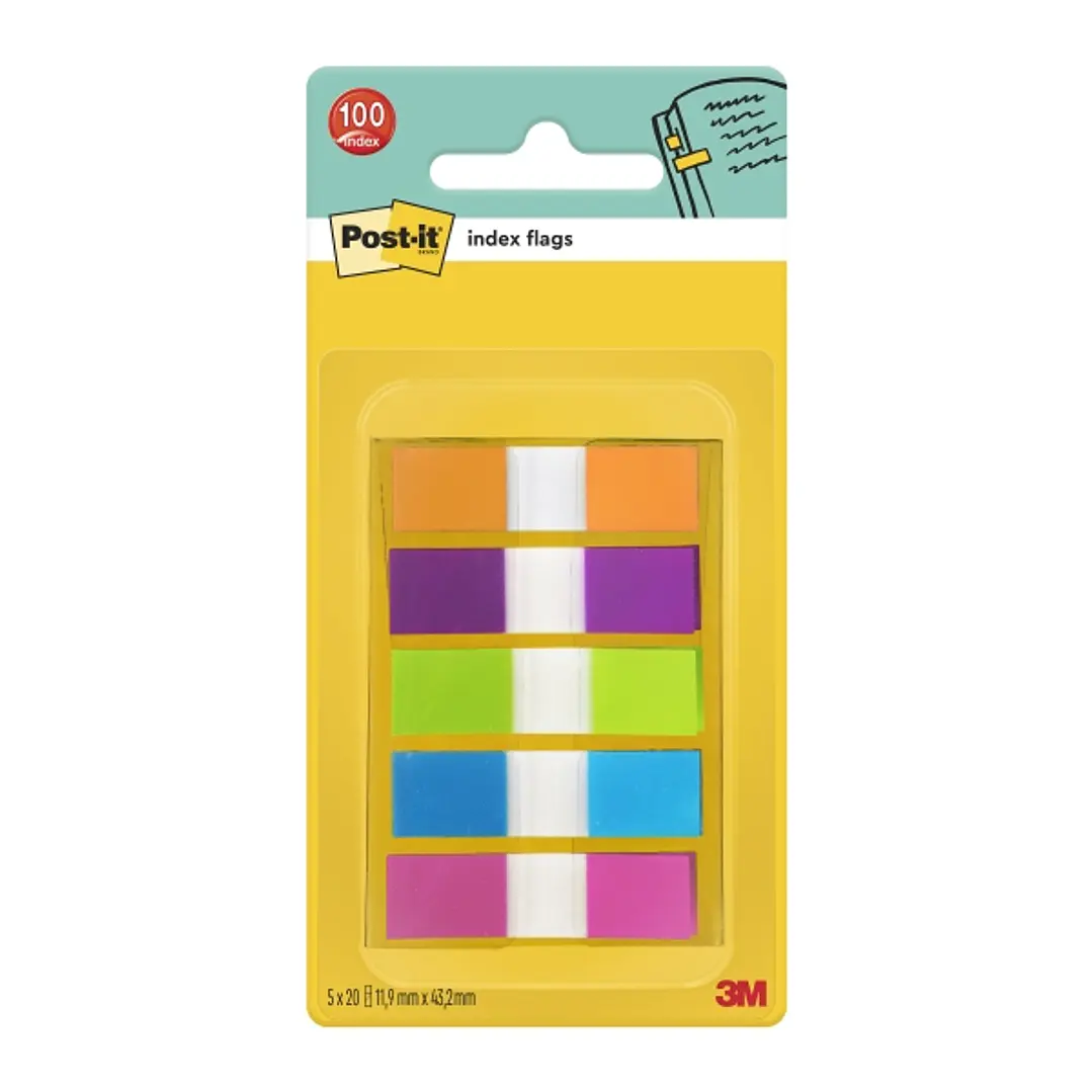 Post-It Index Dispensador con 100 Marcadores de Indice Reposicionables - Forma Rectangular - Colores Surtidos 1