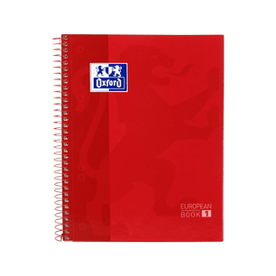 Oxford School Classic A5+ Europeanbook - Tapa Extradura - Cuadricula 5x5 - 80 Hojas - Color Rojo