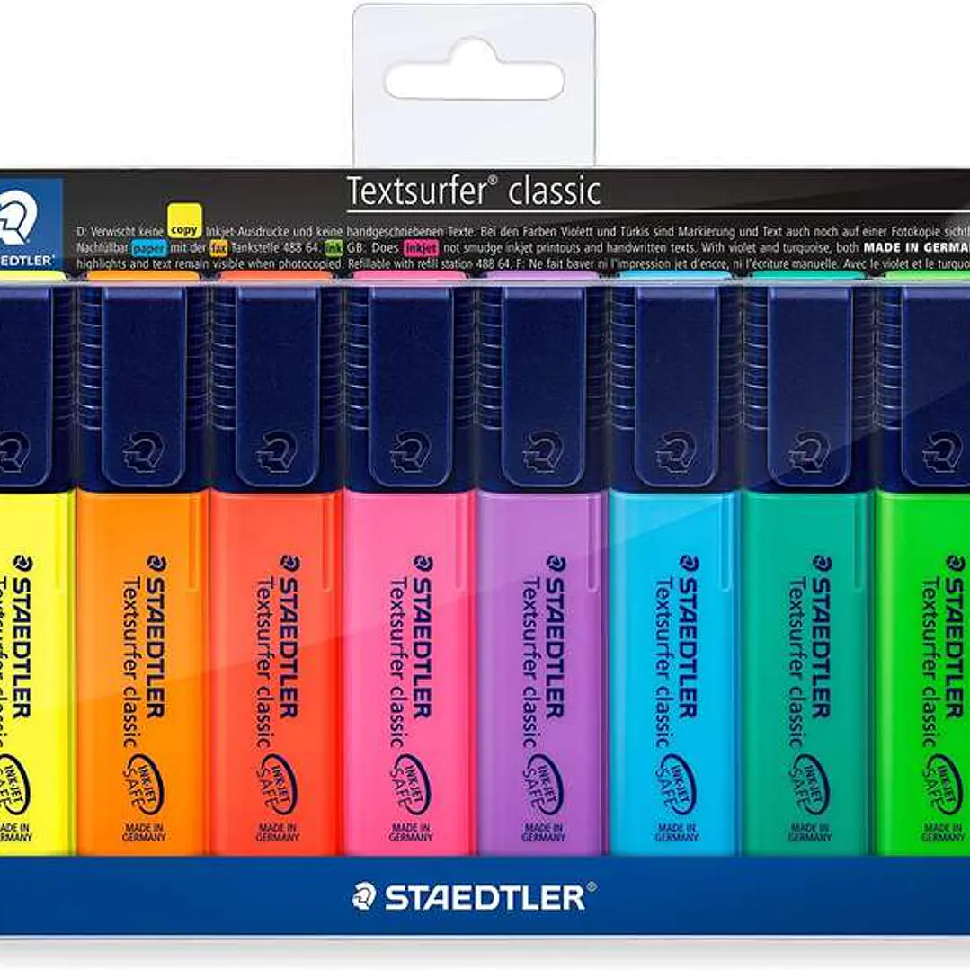 Staedtler Textsurfer Classic 364 Pack de 8 Marcadores Fluorescentes - Secado Rapido - Trazo 1 - 5mm - Colores Surtidos 1