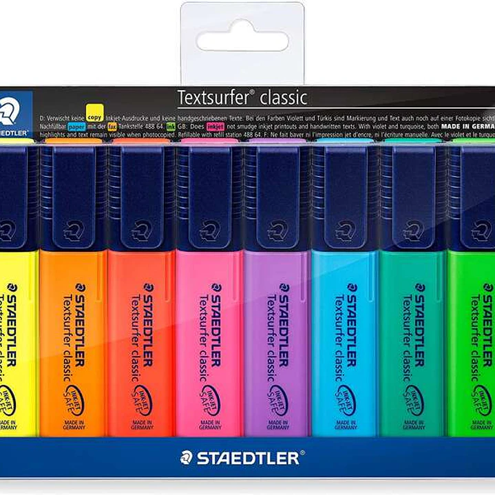 Staedtler Textsurfer Classic 364 Pack de 8 Marcadores Fluorescentes - Secado Rapido - Trazo 1 - 5mm - Colores Surtidos 1