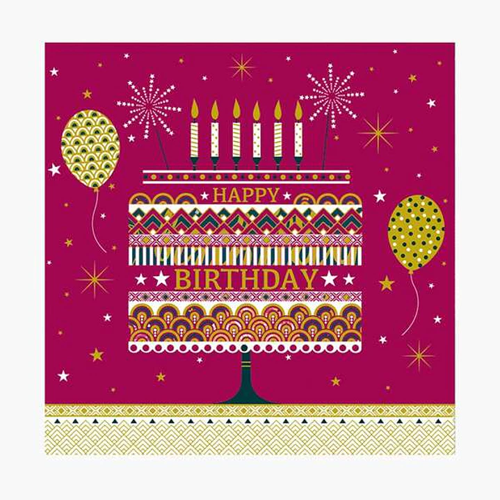 Pictura Tarjeta Arabesque - 16x16cm - Tematica Tarta de Cumpleaños - Tarjeta Triptica sin Envoltorio - Incluye Sobre Blanco - Papel con Certificacion  1