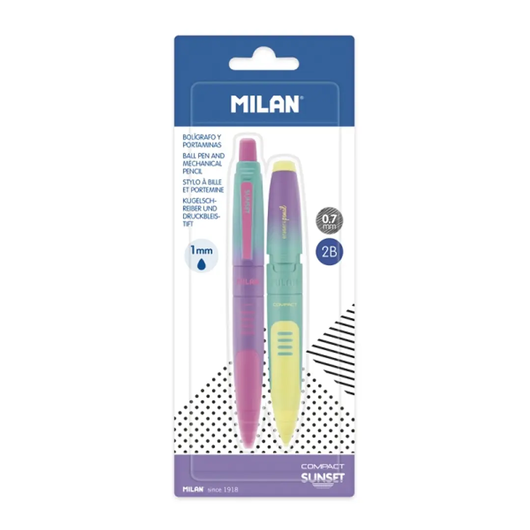 Milan Compact Sunset Pack de 1 Boligrafo Azul + 1 Portaminas 0.7mm - Colores Surtidos 1
