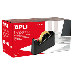 Apli Trade Portarrollos para Cinta Adhesiva de 33 y 66 Metros - Cuchilla Dentada - Base de Goma Antideslizante - Color Negro