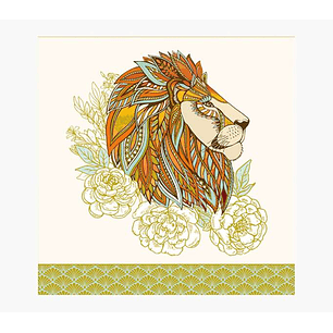 Pictura Tarjeta Arabesque - 16x16cm - Tematica Leon - Tarjeta Triptica - Sobre Blanco Incluido - Papel con Certificacion FSC