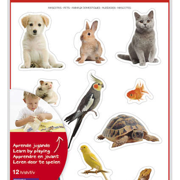 Apli Gomets Tematicos Realistas de Mascotas - 132 Gomets en 12 Hojas - Adhesivo Removible - Ideal para Desarrollar Habilidades Motoras - Normas EN-71  1