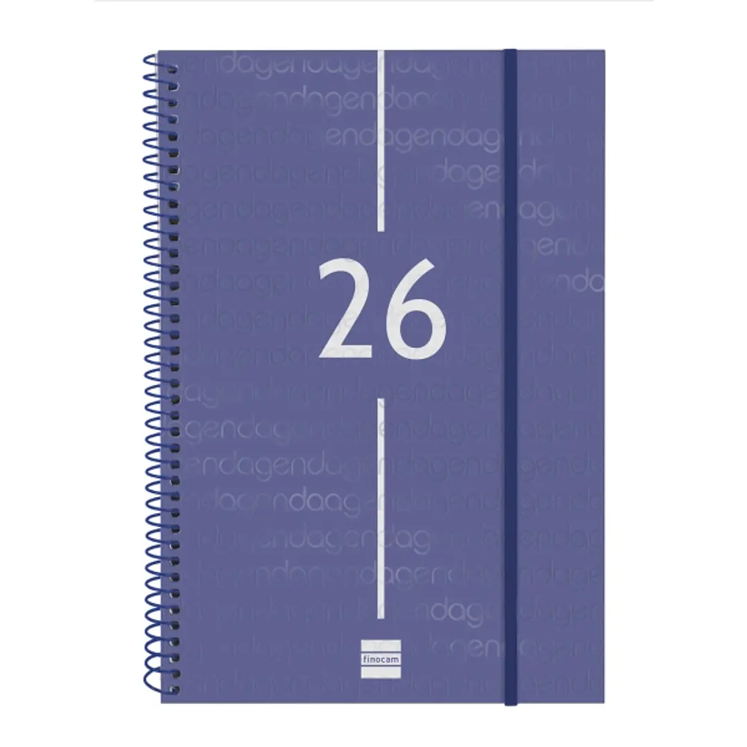 Finocam Year Agenda de Espiral en Catalan - Anual 2026 - Tapa Ligera - Formato E11 - 172x14x242mm - Semana Vista en Vertical - Color Azul 1