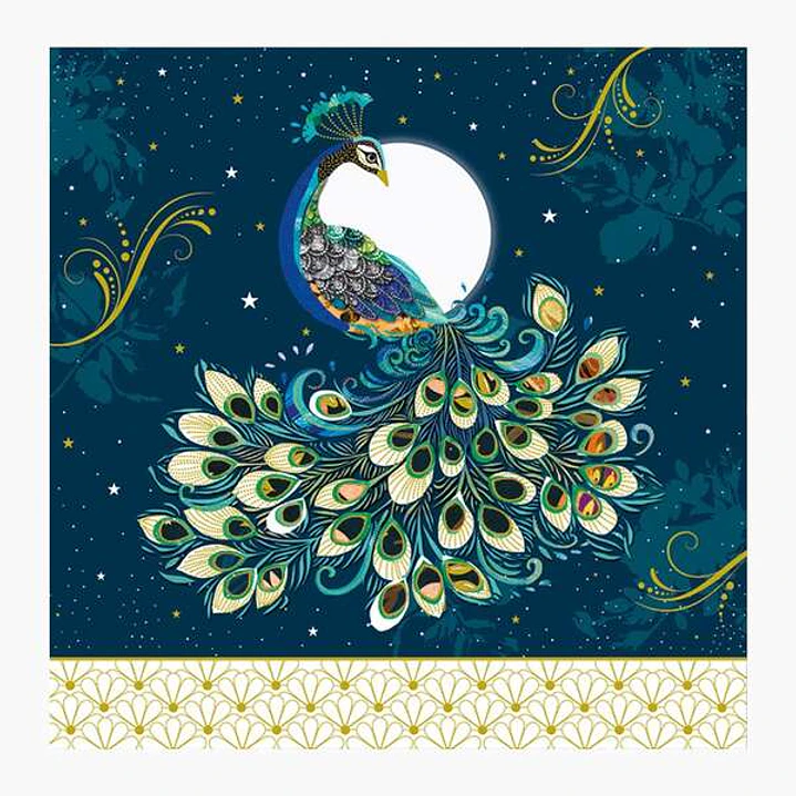 Pictura Tarjeta Arabesque - 16x16cm - Tematica Pavo Real - Tarjeta Triptica - Incluye Sobre Blanco - Papel con Certificacion FSC 1