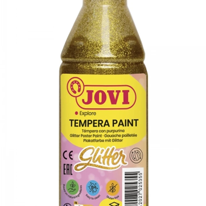 Jovi Glitter Tempera Liquida Base Agua 250ml - Particulas de Purpurina - Excelente Rendimiento - Secado Rapido - Fluidez Optima - Adherencia en Multip 1