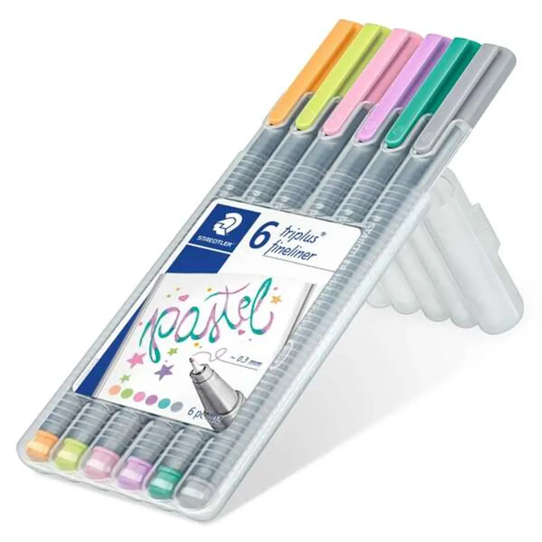 Staedtler Triplus Fineliner 334 Pack de 6 Rotuladores de Punta Fina - Trazo 0.3mm Aprox - Tinta Base de Agua - Colores Surtidos 1