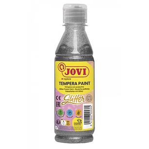 Jovi Glitter Tempera Liquida Base Agua 250ml - Particulas de Purpurina - Excelente Rendimiento - Secado Rapido - Fluidez Optima - Adherencia en Multip