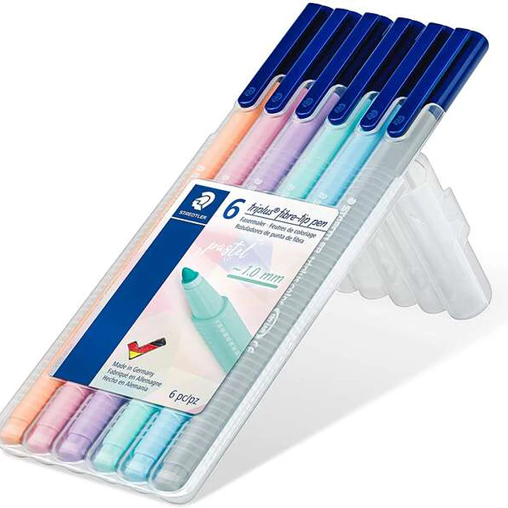 Staedtler Triplus Color 323 Pack de 6 Rotuladores de Punta Fina - Trazo 1mm Aprox - Tinta Base de Agua - Colores Surtidos 1