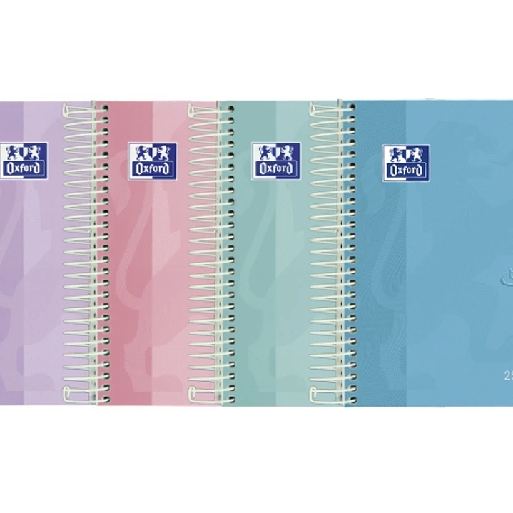 Oxford Touch Pastel Agenda Escolar 25/26 Espiral Semana Vista - Tamaño 8º - Tapa Extradura Peliculado Touch - Esquinas Microperforadas - Espacio para  1