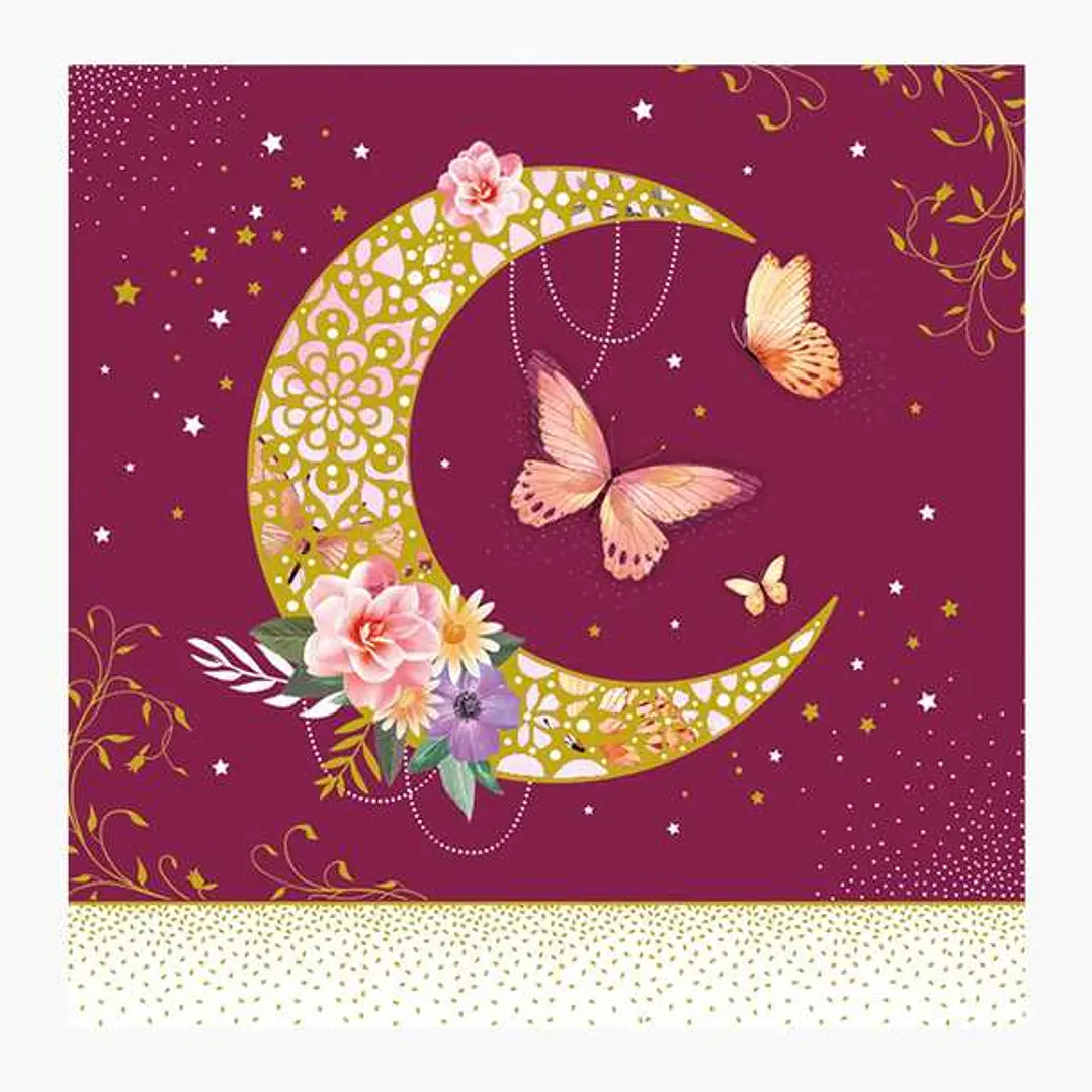 Pictura Tarjeta Arabesque - 16x16cm - Tematica Luna - Tarjeta Triptica - Incluye Sobre Blanco - Papel con Certificacion FSC 1