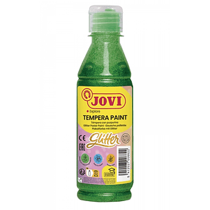 Jovi Glitter Tempera Liquida Base Agua 250ml - Particulas de Purpurina - Excelente Rendimiento - Secado Rapido - Fluidez Optima - Adherencia en Multip