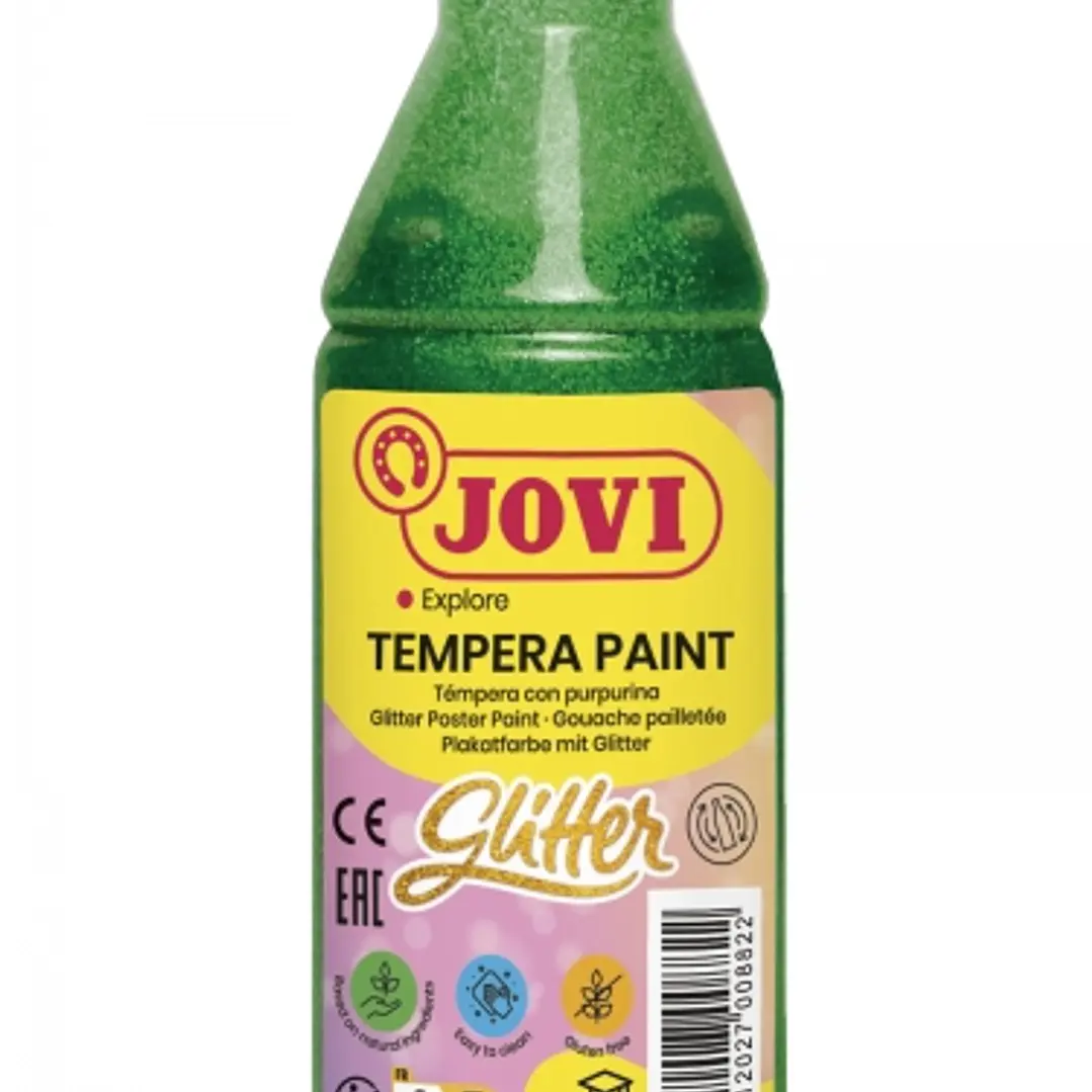 Jovi Glitter Tempera Liquida Base Agua 250ml - Particulas de Purpurina - Excelente Rendimiento - Secado Rapido - Fluidez Optima - Adherencia en Multip 1