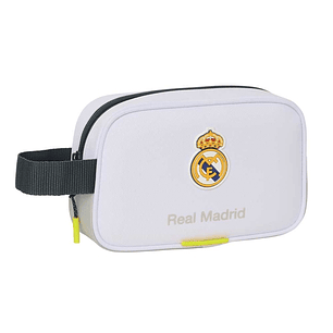 Safta Real Madrid Neceser de 2L Portatodo - Asa de Mano - Cierre de Cremallera - 22x13.5x8cm - Color Blanco y Negro