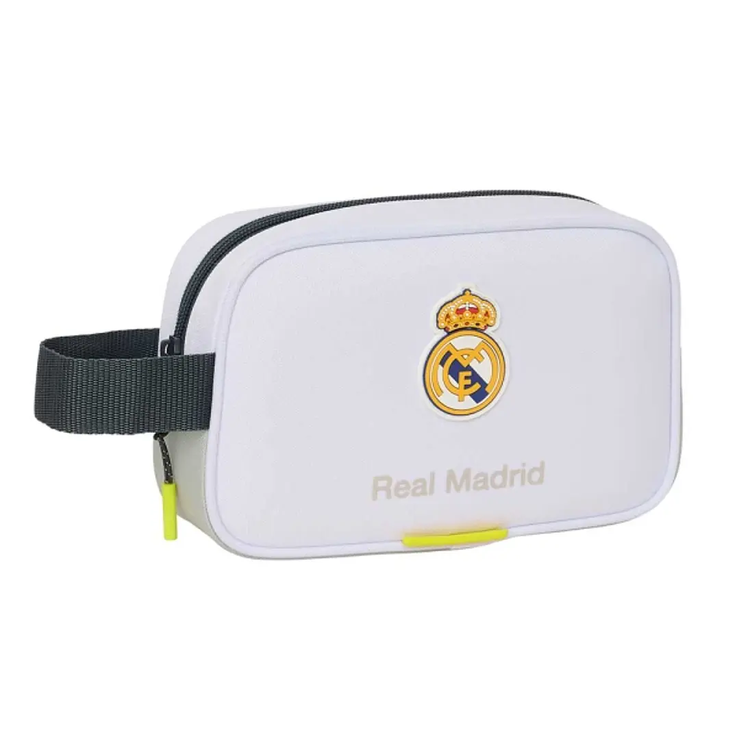 Safta Real Madrid Neceser de 2L Portatodo - Asa de Mano - Cierre de Cremallera - 22x13.5x8cm - Color Blanco y Negro 1