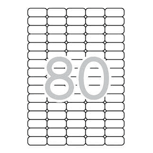 Apli Pack de 2.000 Etiquetas 35.6x16.9mm - 25 Hojas por 80 Etiquetas - Adhesivo Removible - Cantos Romos - Aptas para Impresion Inkjet, Laser - Color 