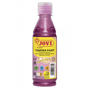 Jovi Glitter Tempera Liquida Base Agua 250ml - Particulas de Purpurina - Excelente Rendimiento - Secado Rapido - Fluidez Optima - Adherencia en Multip