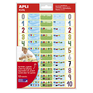 Apli Gomets Tematicos los Numeros - 660 Gomets en 12 Hojas - Ayuda a Identificar y Cuantificar Numeros - Adhesivo Removible - Ideal para Escuelas - Ad